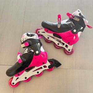 Size 8 Pink and Black Inline Rollerblades Skates